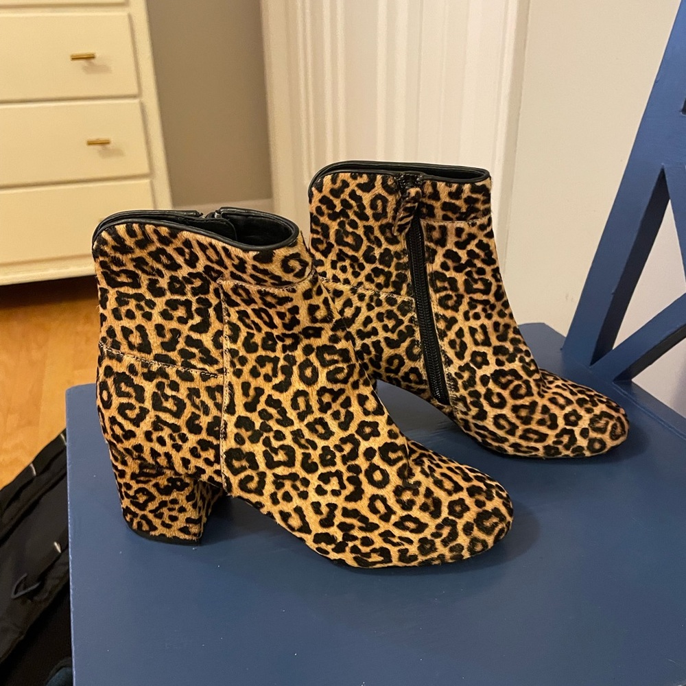 Cole Haan cheetah print fur bootie